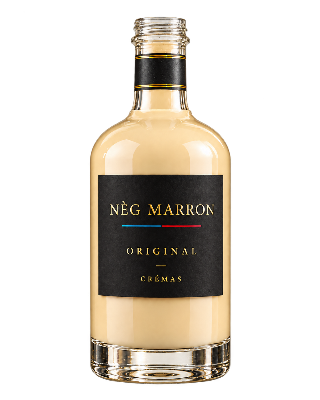 Open NÈG MARRON Original Crémas bottle pouring into a glass